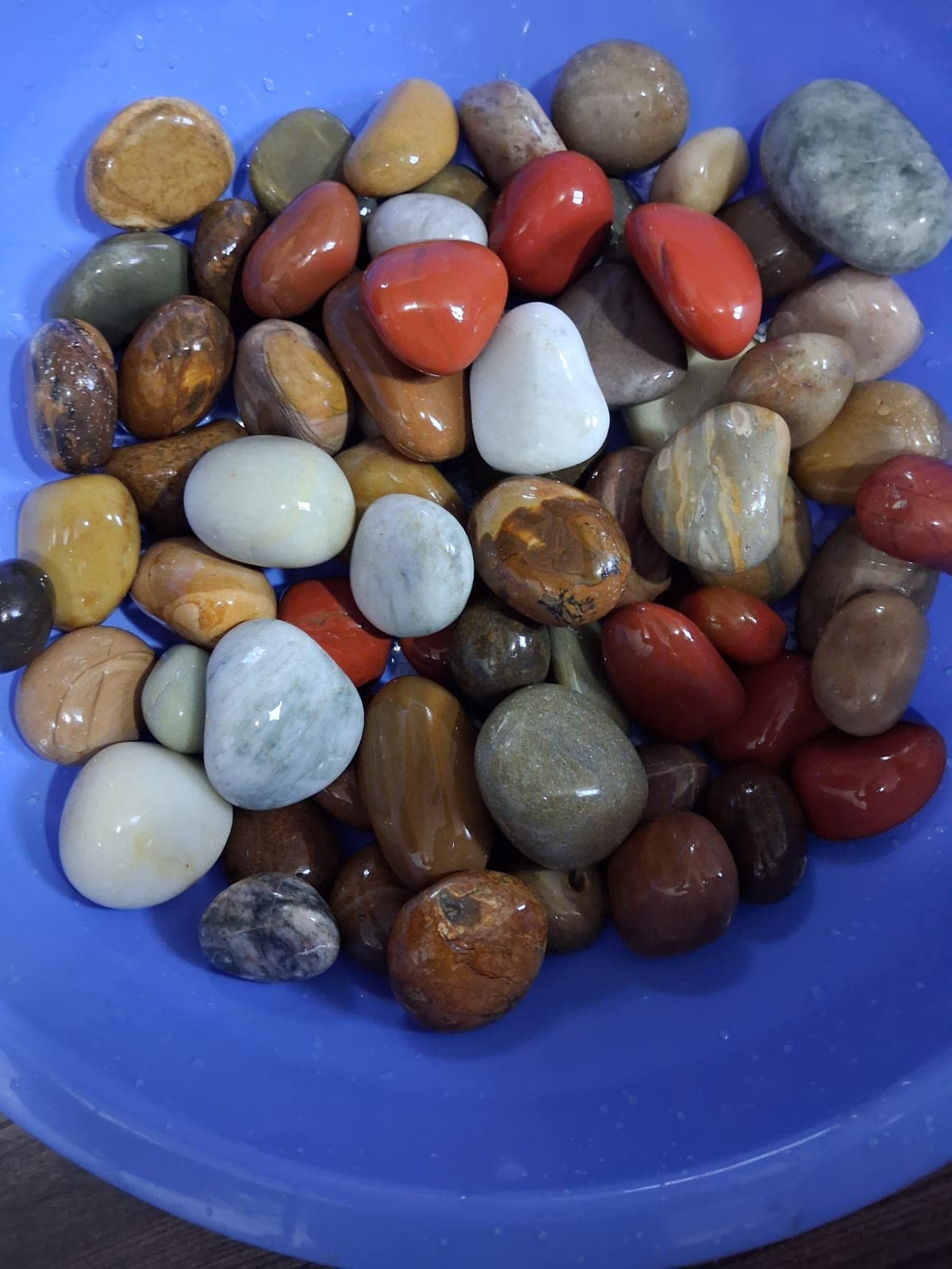 Glossy Wet River Pebbles